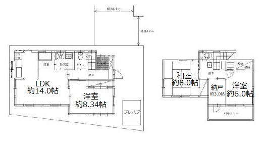 上福岡駅 徒歩12分 構造:木造土地面積:106.85平米 ( 32.32坪 ) 建物面積:98.52平米 ( 29.8坪 )