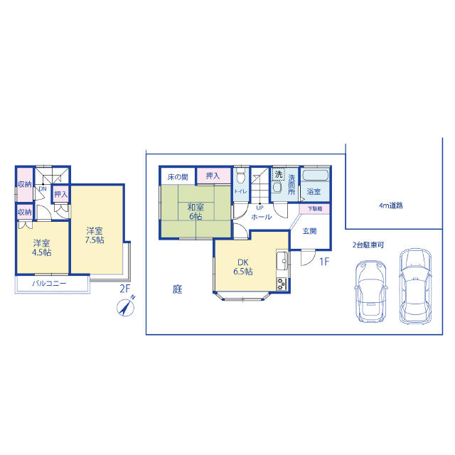 ふじみ野駅 徒歩27分 構造:木造土地面積:100.09平米 ( 30.27坪 ) 建物面積:67.06平米 ( 20.28坪 )